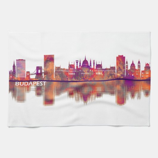 Budapest Hungary Skyline キッチンタオル (横)
