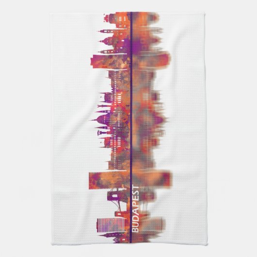Budapest Hungary Skyline キッチンタオル (縦)