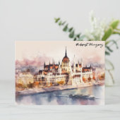 Budapest Hungary Watercolor Painting Panorama View カード (スタンド正面)