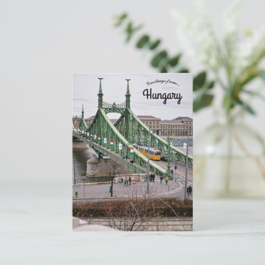 Budapest Liberty Bridge and Tram Hungary ポストカード (スタンド正面)