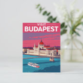 Budapest Parliament Retro Travel ポストカード (スタンド正面)
