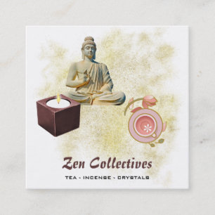 *~* Budda Zen Candle Lotus Tea金ゴールド スクエア名刺