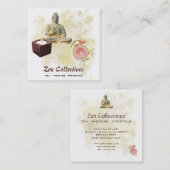 *~* Budda Zen Candle Lotus Tea金ゴールド スクエア名刺 (正面/裏面)