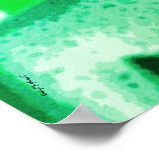 Buddha Bright Green Ombre Meditation Zen Art ポスター (角)