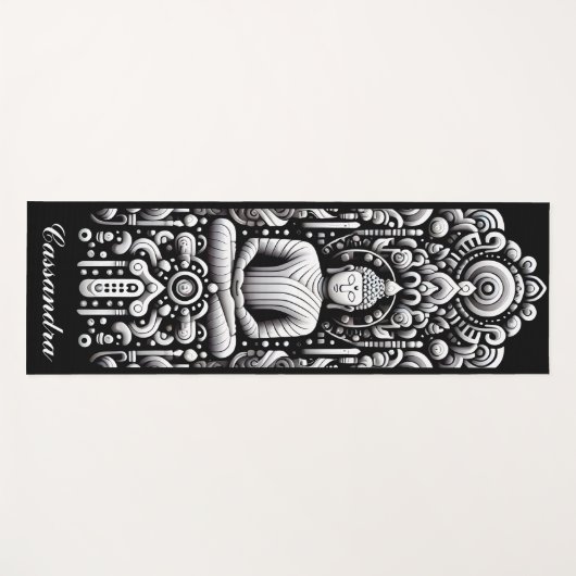 Buddha in black and white  ヨガマット (正面(横))