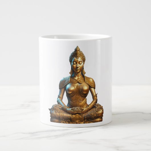 Buddha Meditation Geschenk Zen Gold Religion Indie ジャンボコーヒーマグカップ (正面)