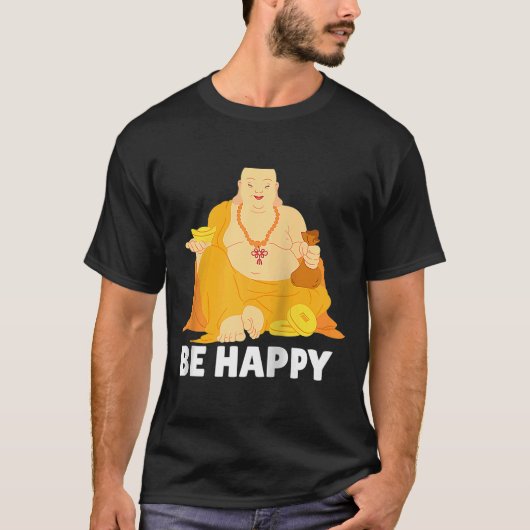 Buddha Monk Namaste Praying Pray Smile Happy Laugh Tシャツ (正面)