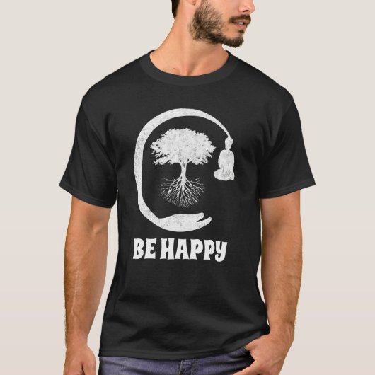 Buddha Monk Namaste Praying Pray Smile Happy Laugh Tシャツ (正面)