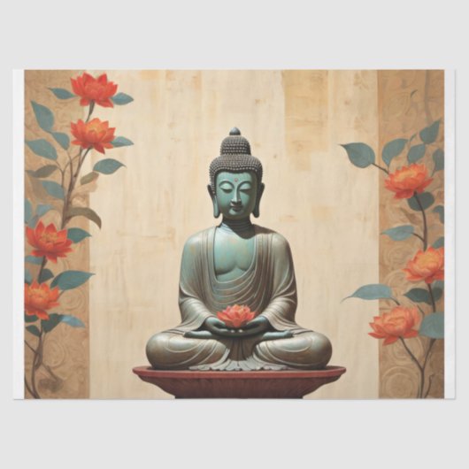 Buddha & Peonies Decoupage 薄葉紙 (正面)