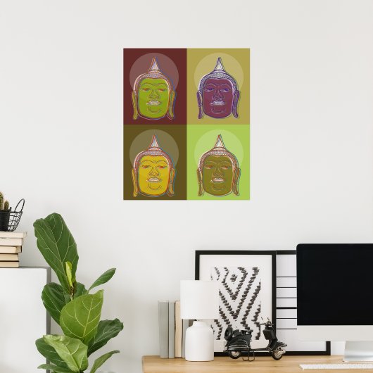 Buddha Pop Art Zen Retro Modern Custom Poster ポスター (ホームオフィス)