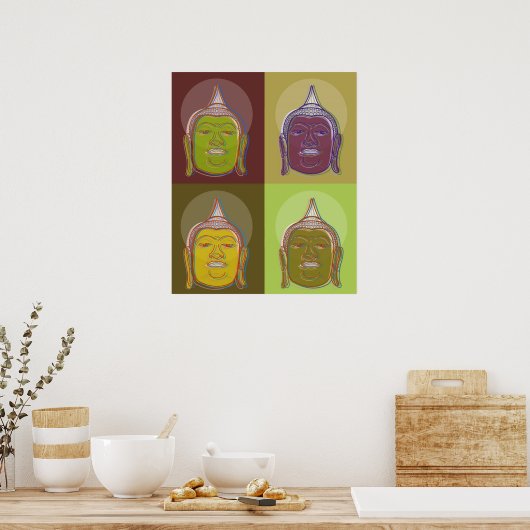 Buddha Pop Art Zen Retro Modern Custom Poster ポスター (キッチン)
