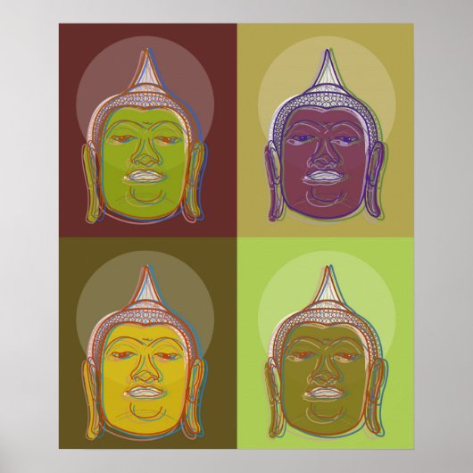 Buddha Pop Art Zen Retro Modern Custom Poster ポスター (正面)