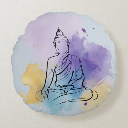 Buddha Round Pillow | Peaceful Zen ラウンドクッション (正面)
