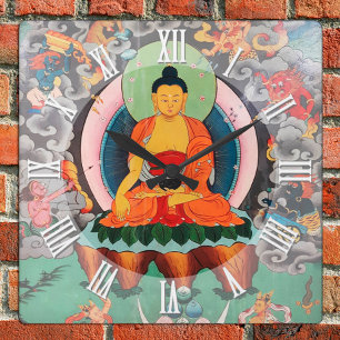 Buddha Shakyamuni, Enlightenment, Nepal スクエア壁時計