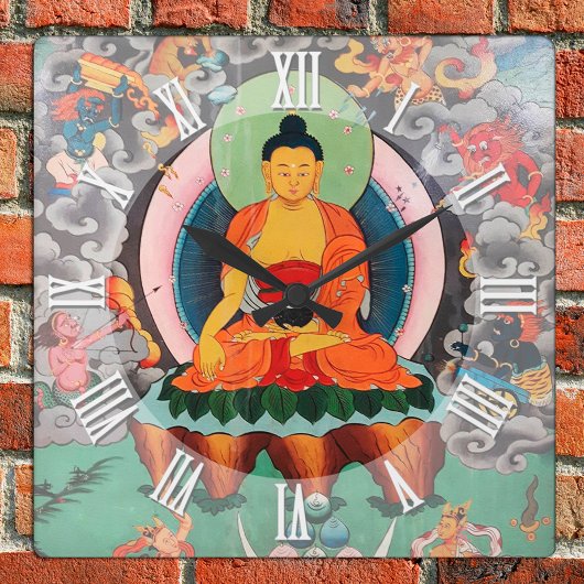 Buddha Shakyamuni, Enlightenment, Nepal スクエア壁時計