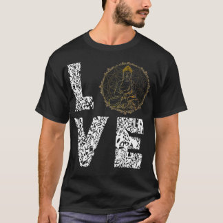 Buddha Statue Zen Yoga Lover Meditation Mantra Gau Tシャツ