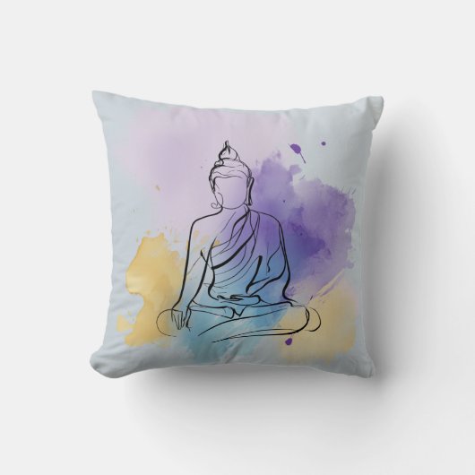Buddha Throw Pillow | Zen Meditation クッション (正面)