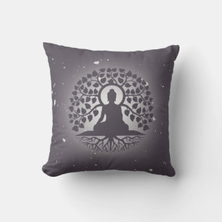 Buddha Tree Yoga Throw Pillow クッション