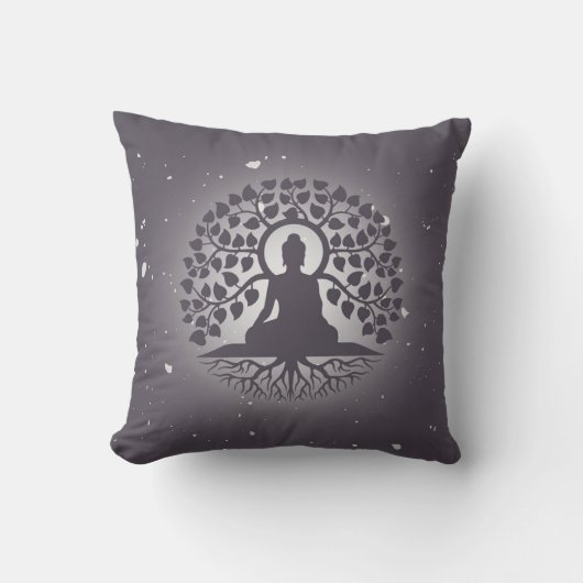 Buddha Tree Yoga Throw Pillow クッション (正面)