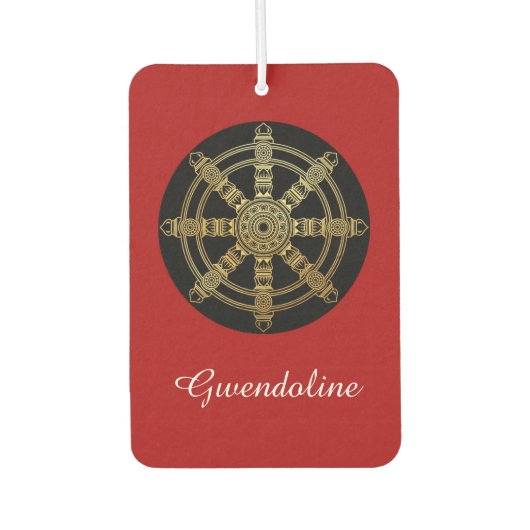 Buddhism Golden Dharma Wheel Personalized カーエアーフレッシュナー (正面)
