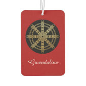 Buddhism Golden Dharma Wheel Personalized カーエアーフレッシュナー (裏面)