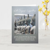 Buddhist Sympathy Card with Peaceful Buddha Statue カード (黄色い花)