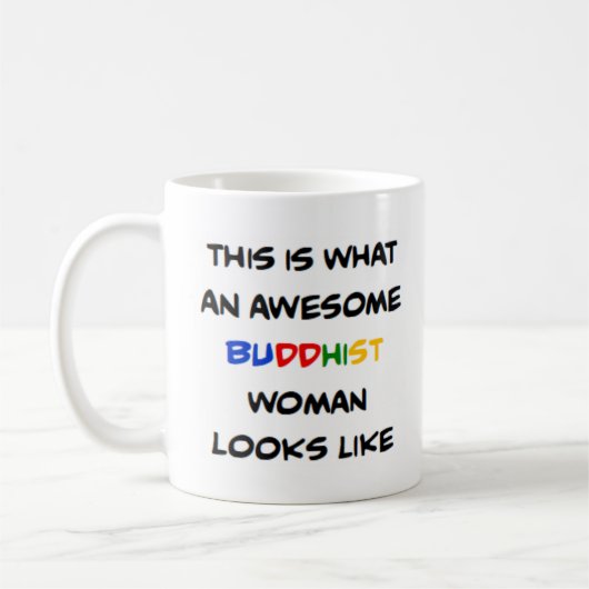 buddhist woman, awesome コーヒーマグカップ (左)