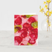 "Budding Red" – アルコールインクアートプリント カード (黄色い花)