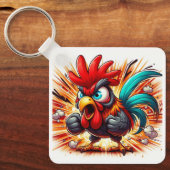 "Buddy Rooster" Double Sided Aluminum Keychain キーホルダー (正面)