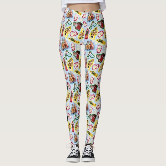 Buddy the Elf and Santa North Pole Pattern レギンス (正面)