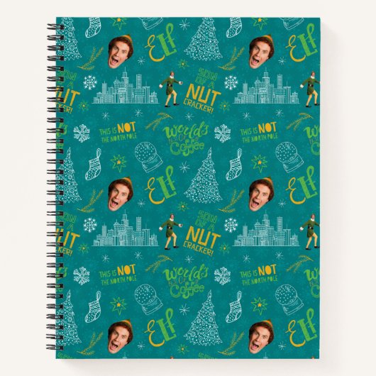 Buddy the Elf Teal Quote Pattern ノートブック (正面)
