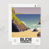 Bude cornwall海辺の旅行ポスター ポストカード (正面/裏面)