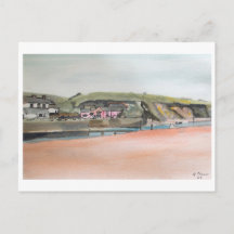 Bude Cornwall Landscape – Watercolor Coastal Art