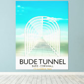Bude Tunnel, Cornwall Parody Travel poster キャンバスプリント (インサイチュ (ウッドフロア))