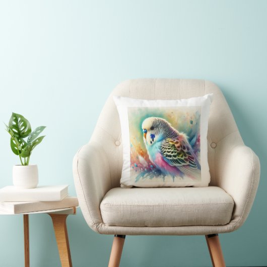 Budgerigar in Colorful Harmony 171024AREF122 - Wat クッション (椅子)