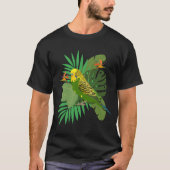 Budgerigar with leaves tシャツ (正面)