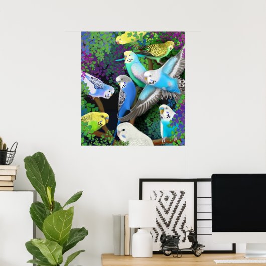 Budgerigars in Ferders Poster ポスター (ホームオフィス)