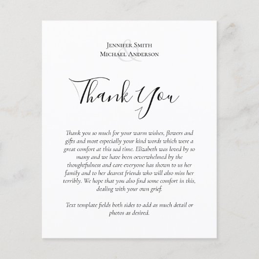 BUDGETありがとうお葬儀記念カードテンプレート (正面)