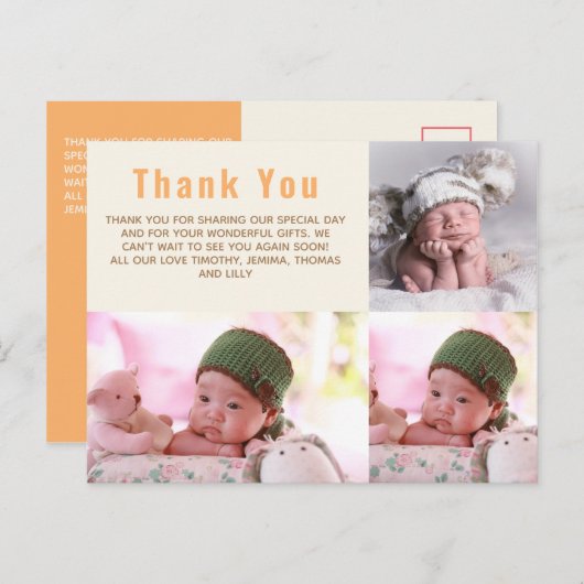 BUDGETありがとうフォトカード新生児ガールボーイ ポストカード (正面/裏面)