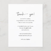 BUDGETおもしろいスクリプトモダンの卒業サンキューカード チラシ (裏面)