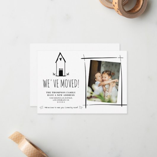 BUDGETかわいいミニマル引っ越しました新しい写真の移動 ノートカード (正面/裏面インサイチュ)