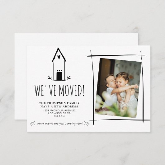 BUDGETかわいいミニマル引っ越しました新しい写真の移動 ノートカード (正面/裏面)