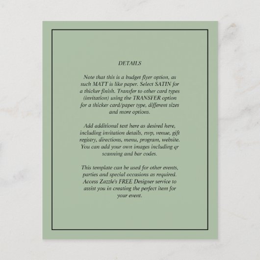 BUDGETの結婚フォトオーバーレイSage Monochrome チラシ (裏面)