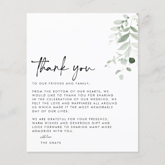 BUDGETの結婚写真サンキューカード チラシ (正面)