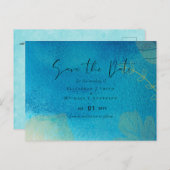 BUDGETの結婚海ブルー水の色の救日付 ポストカード (正面/裏面)