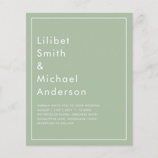 BUDGETの結婚Sage Apple Greenモノクロ文字 (正面)