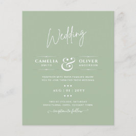 BUDGETの結婚Sage Apple Greenモノクロ文字 チラシ