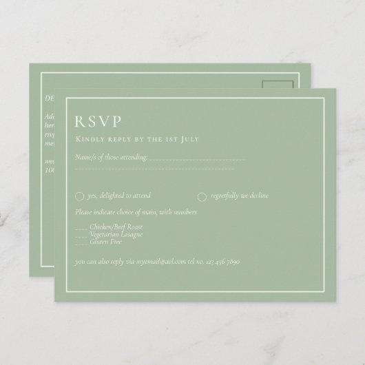 BUDGETの結婚Sage Apple Greenモノクロ文字 ポストカード (正面/裏面)