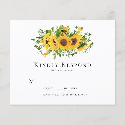 BUDGETひまわりフローラ結婚式RSVPカード (正面)