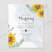 BUDGETひまわりモダン黄色の結婚式の招待 (正面)